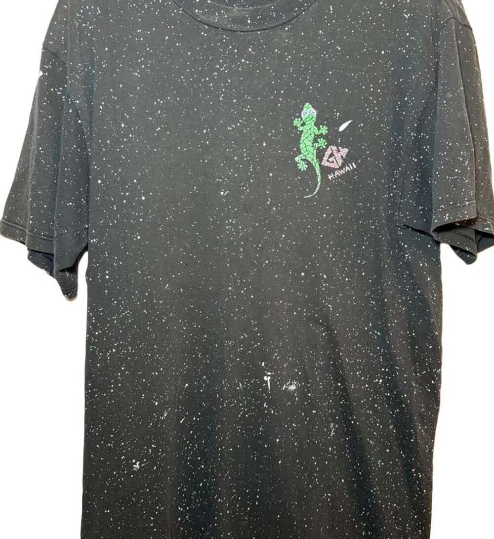 Vintage Gecko Hawaii Surf Splatter T-Shirt Size L Made In USA
